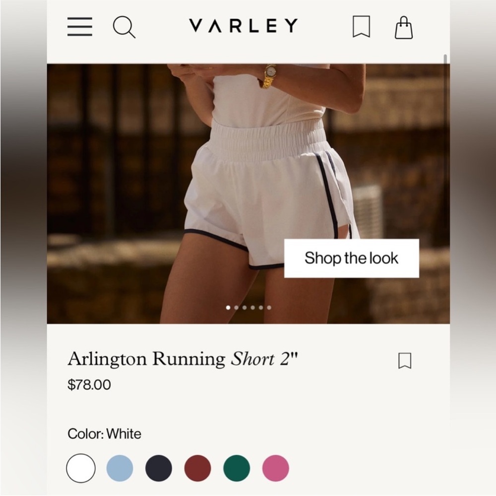 NWT Varley Arlington Running Short 2" - white - M - Picture 9 of 9